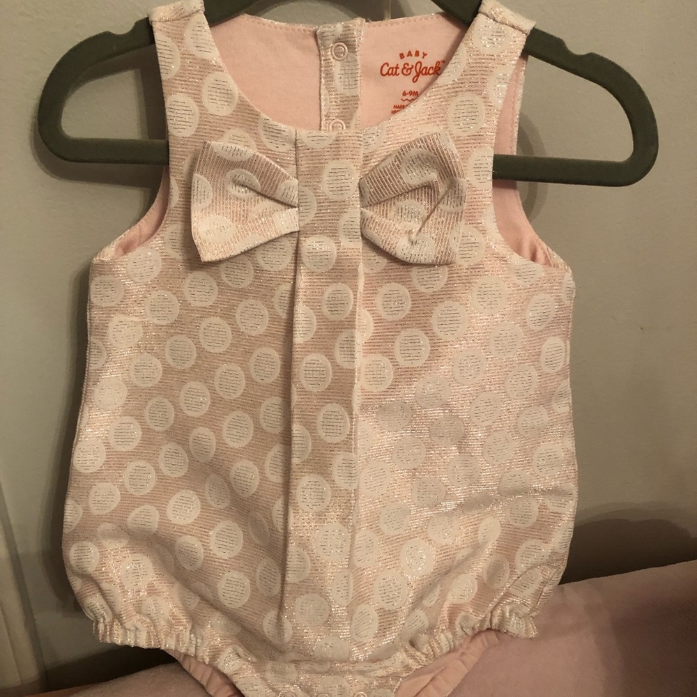 Girls Bubble romper with polka dots